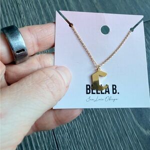 Gothic Style Gold Initial Charm Necklace "C"